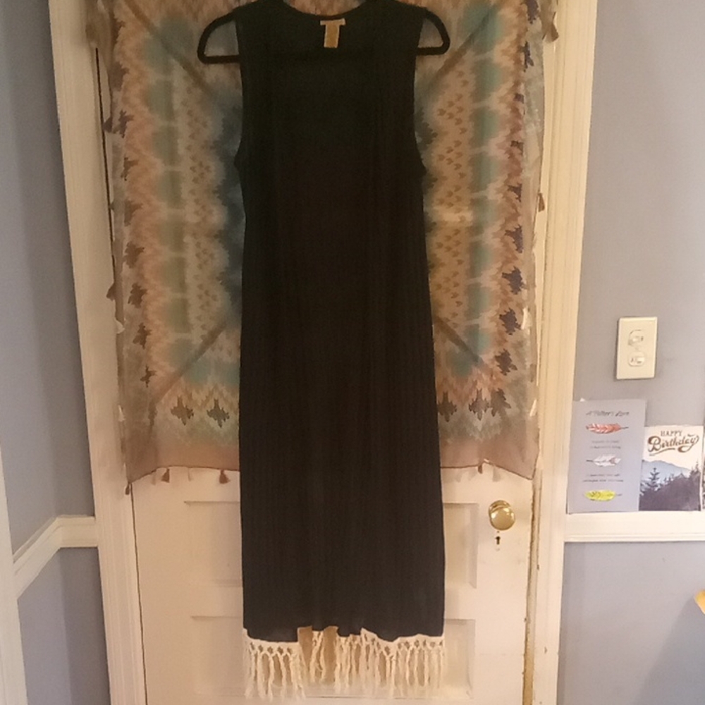Wrangler Black Maxi Dress with Fringe